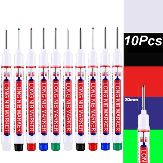 Set of 10 deep hole markers: two each of white, black, red, blue and green, with a 20 mm metal tip