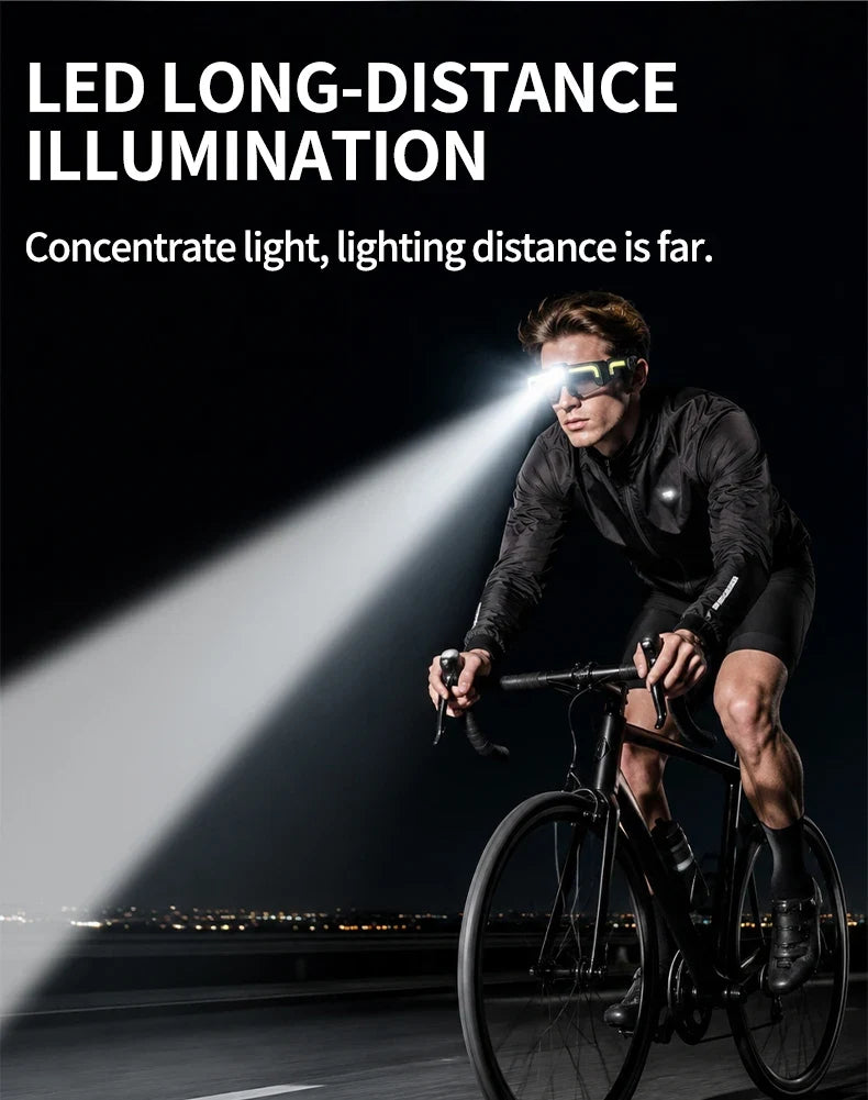 Riding at night with the spotlight thrown down the road