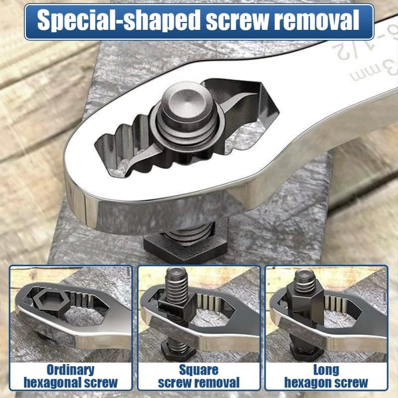 The maker's own close-ups: the jaw on a square-shouldered bolt, with three more cases below