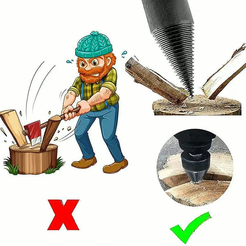 No more swinging an axe: the drill and cone do the splitting