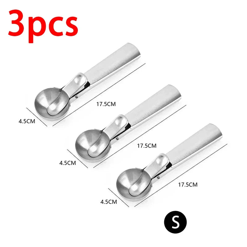 Trigger-Release Ice Cream Scoop — Stainless Steel, 3 Sizes