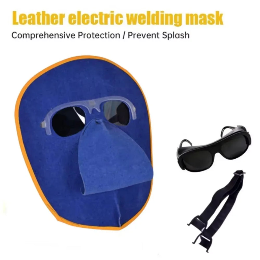 What comes in one set: the leather shield, the tinted goggles and the elastic band