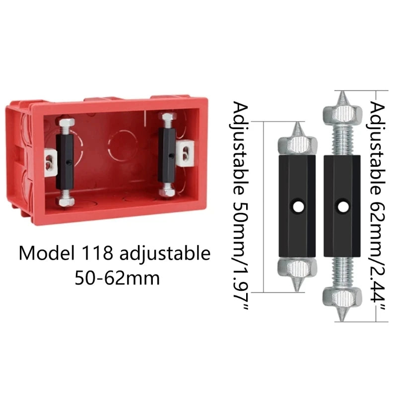 The 118-type rod and the box it fits: adjustable 50 to 62 mm