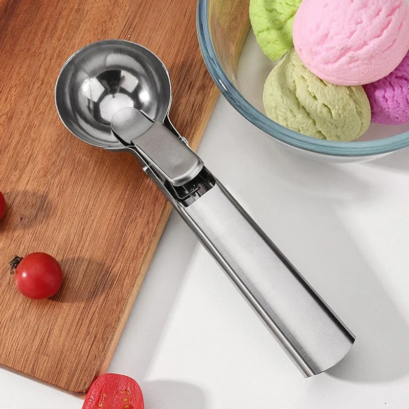Trigger-Release Ice Cream Scoop — Stainless Steel, 3 Sizes