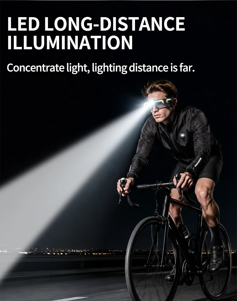 Riding at night with the spotlight thrown down the road