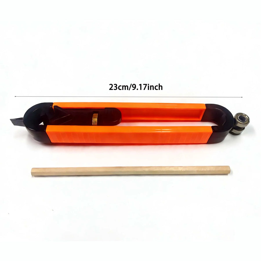 The maker's size graphic: the tool measured end to end at 23 cm, printed as 9.17 inch although 23 cm is about 9.06 in, with a wooden pencil below it
