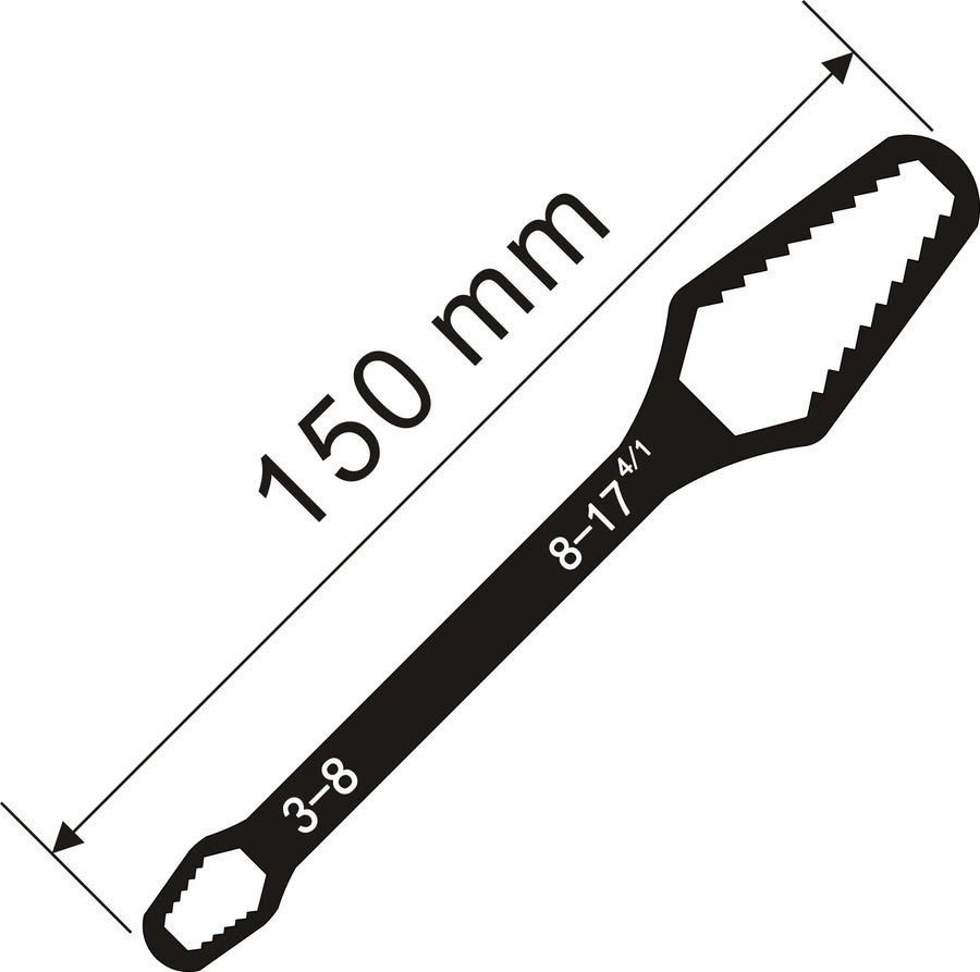 Universal Self-Tightening Wrench Set — Two Double-Ended Spanners, 3–22 mm Jaws