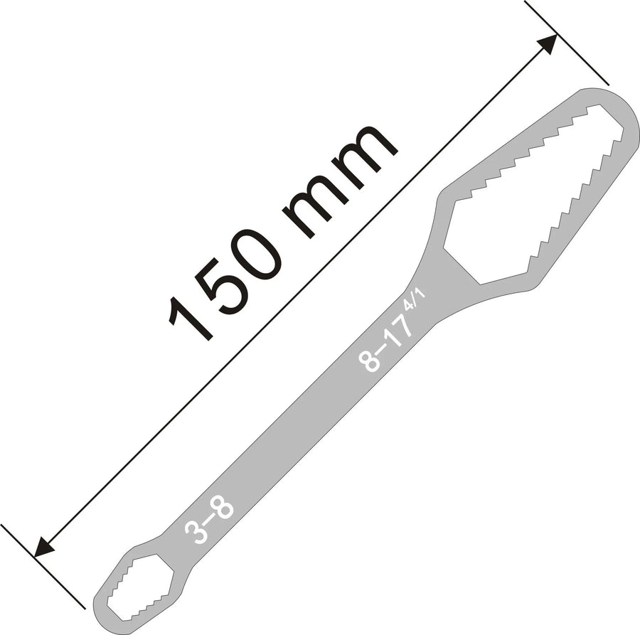 Universal Self-Tightening Wrench Set — Two Double-Ended Spanners, 3–22 mm Jaws
