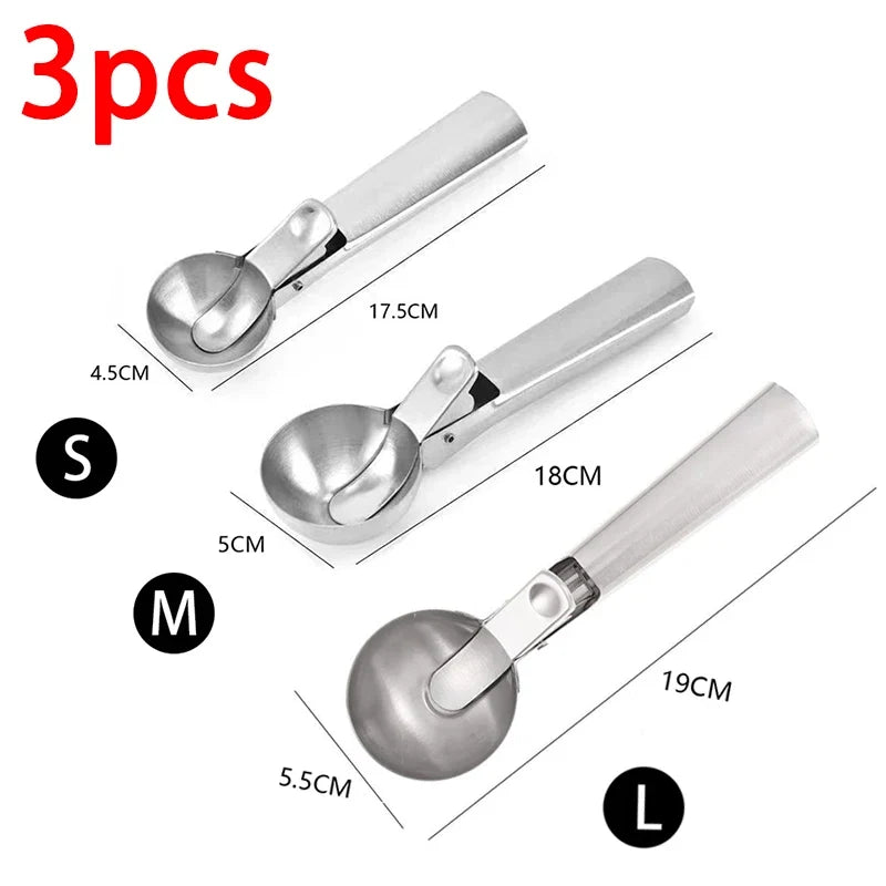 Trigger-Release Ice Cream Scoop — Stainless Steel, 3 Sizes