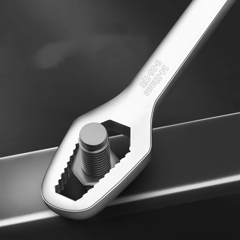 Universal Self-Tightening Wrench Set — Two Double-Ended Spanners, 3–22 mm Jaws