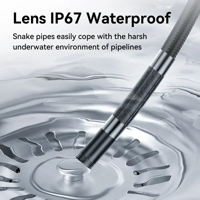 The probe head entering the standing water in a sink strainer