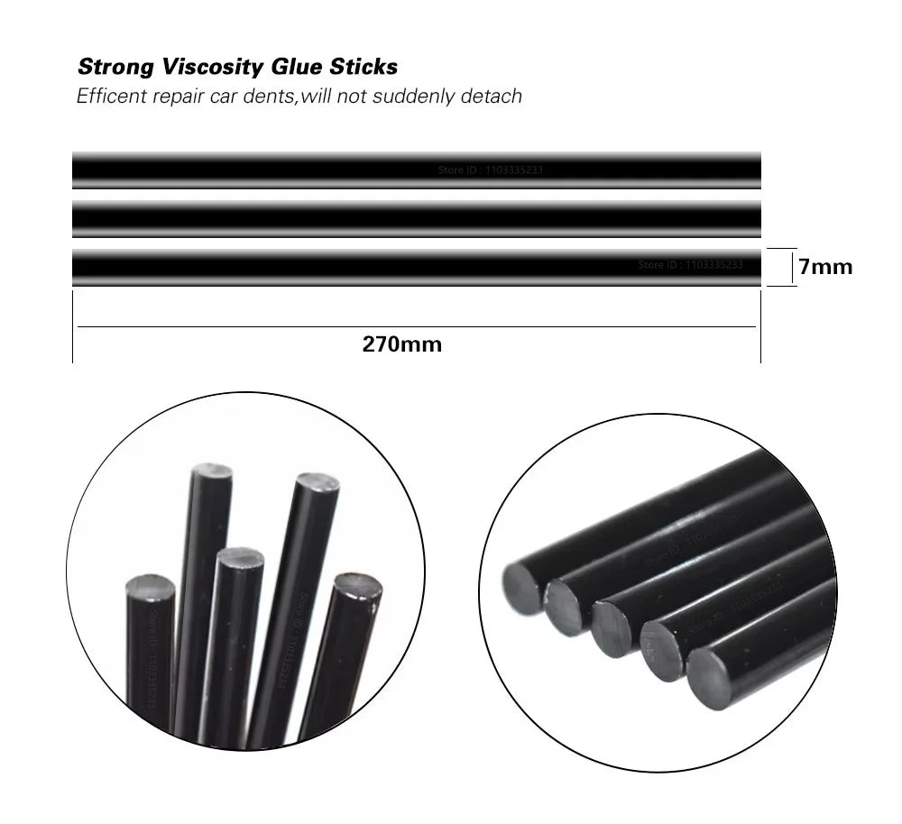 The glue sticks: 270 mm long, 7 mm across