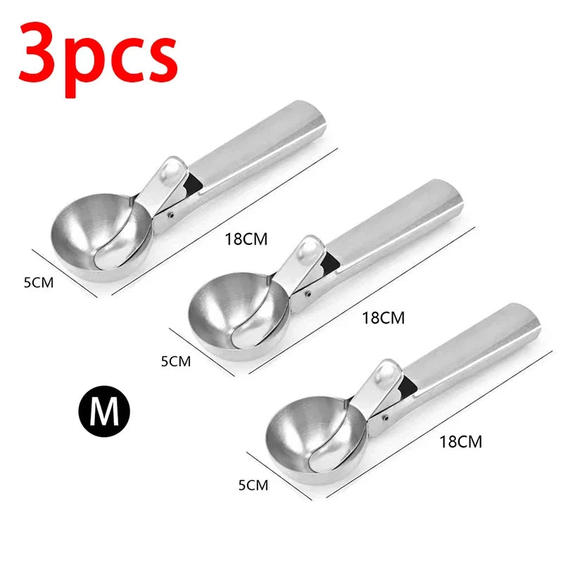 Trigger-Release Ice Cream Scoop — Stainless Steel, 3 Sizes