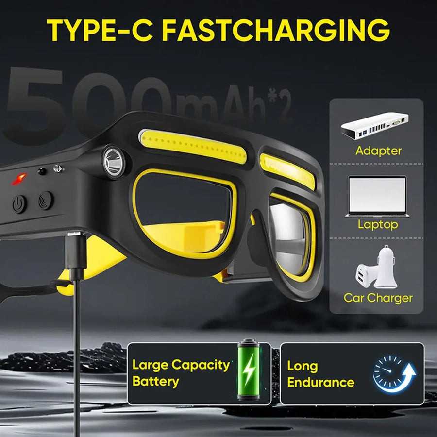 Type-C charging, 500 mAh x 2, from an adapter, a laptop or a car charger