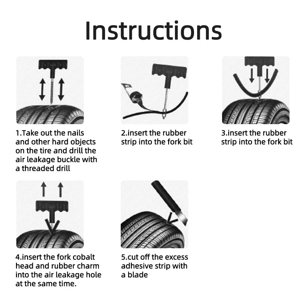Instructions: pull the nail, ream the hole, load a strip, push it in, trim the ends
