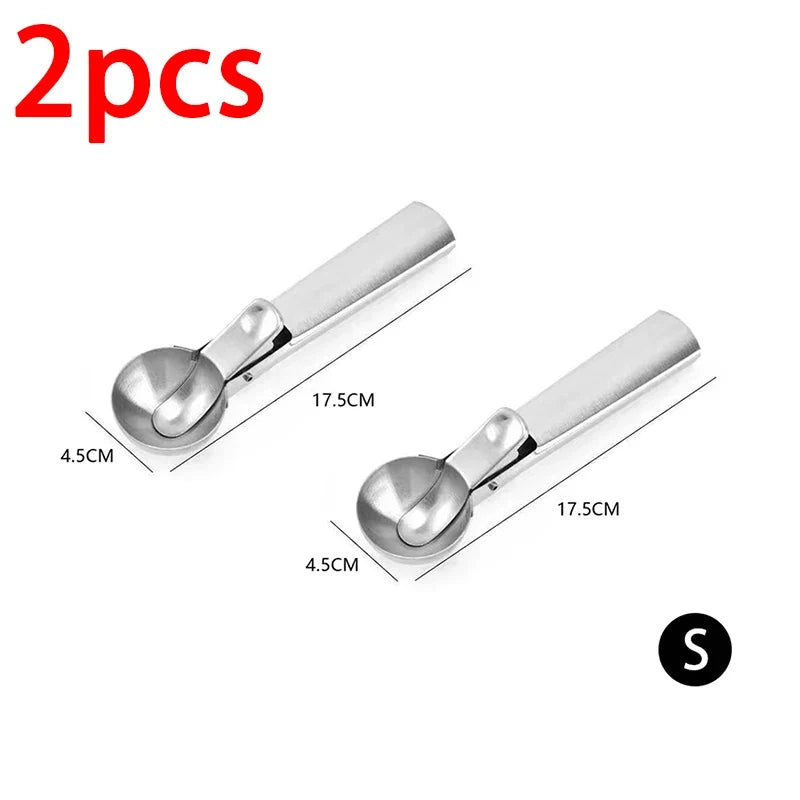 Trigger-Release Ice Cream Scoop — Stainless Steel, 3 Sizes