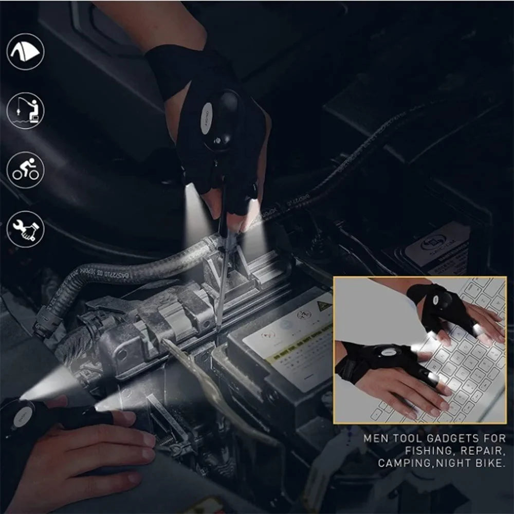 LED Flashlight Gloves — Thumb & Finger Lights for Night Fishing