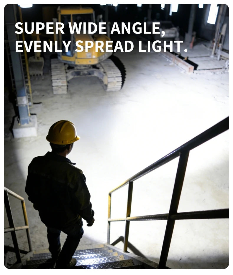 The wide beam across a stairwell on a site at night