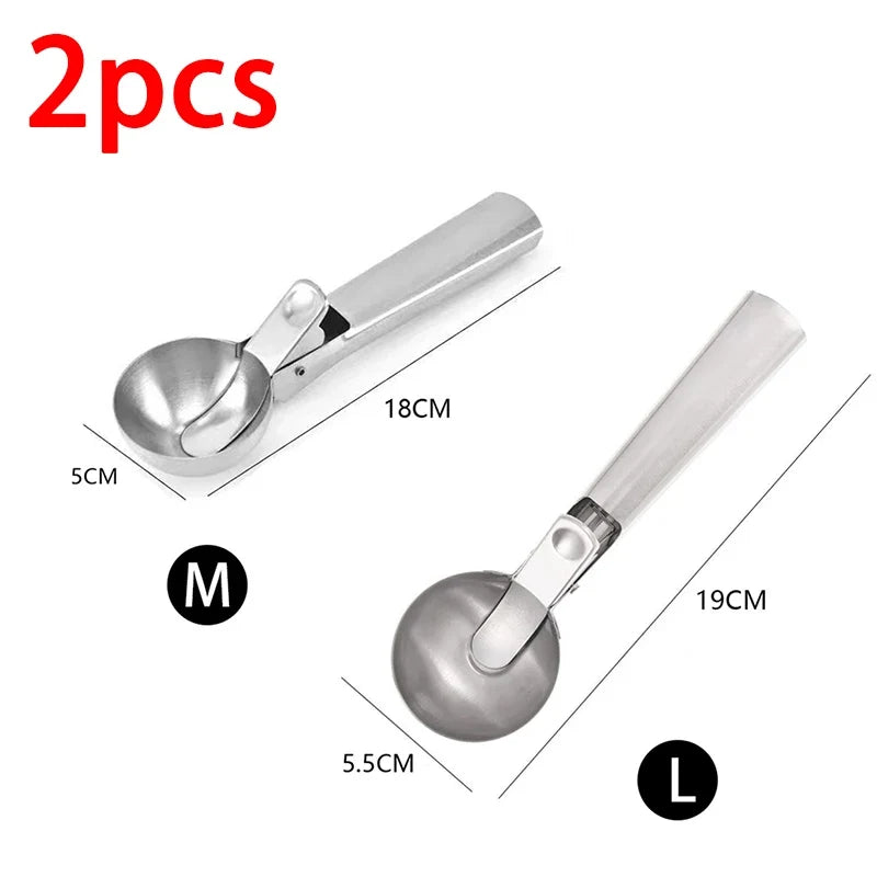 Trigger-Release Ice Cream Scoop — Stainless Steel, 3 Sizes