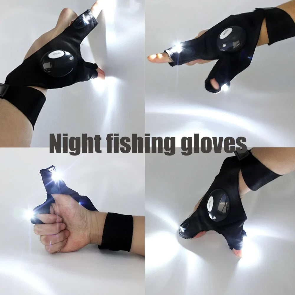 LED Flashlight Gloves — Thumb & Finger Lights for Night Fishing