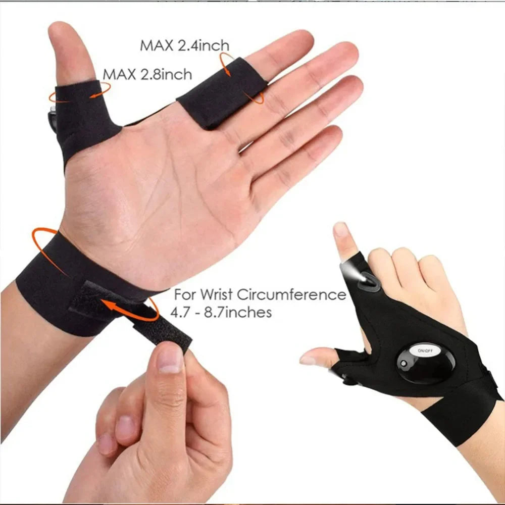 LED Flashlight Gloves — Thumb & Finger Lights for Night Fishing