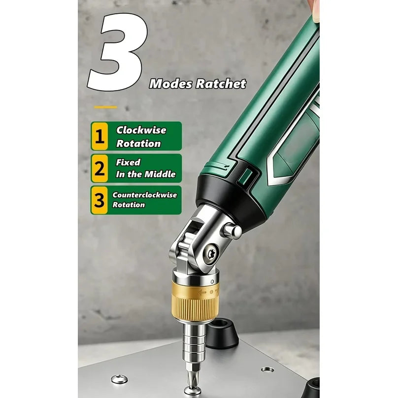 Close-up of the gold ratchet collar and the maker's labels for its three settings