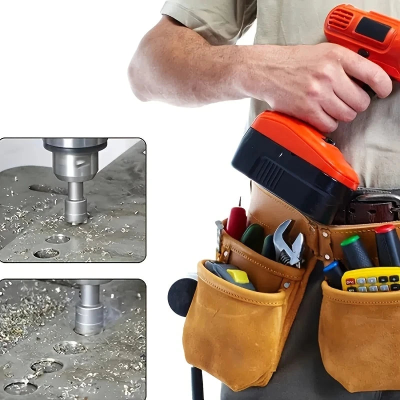 Cutting a hole in sheet metal with a cordless drill
