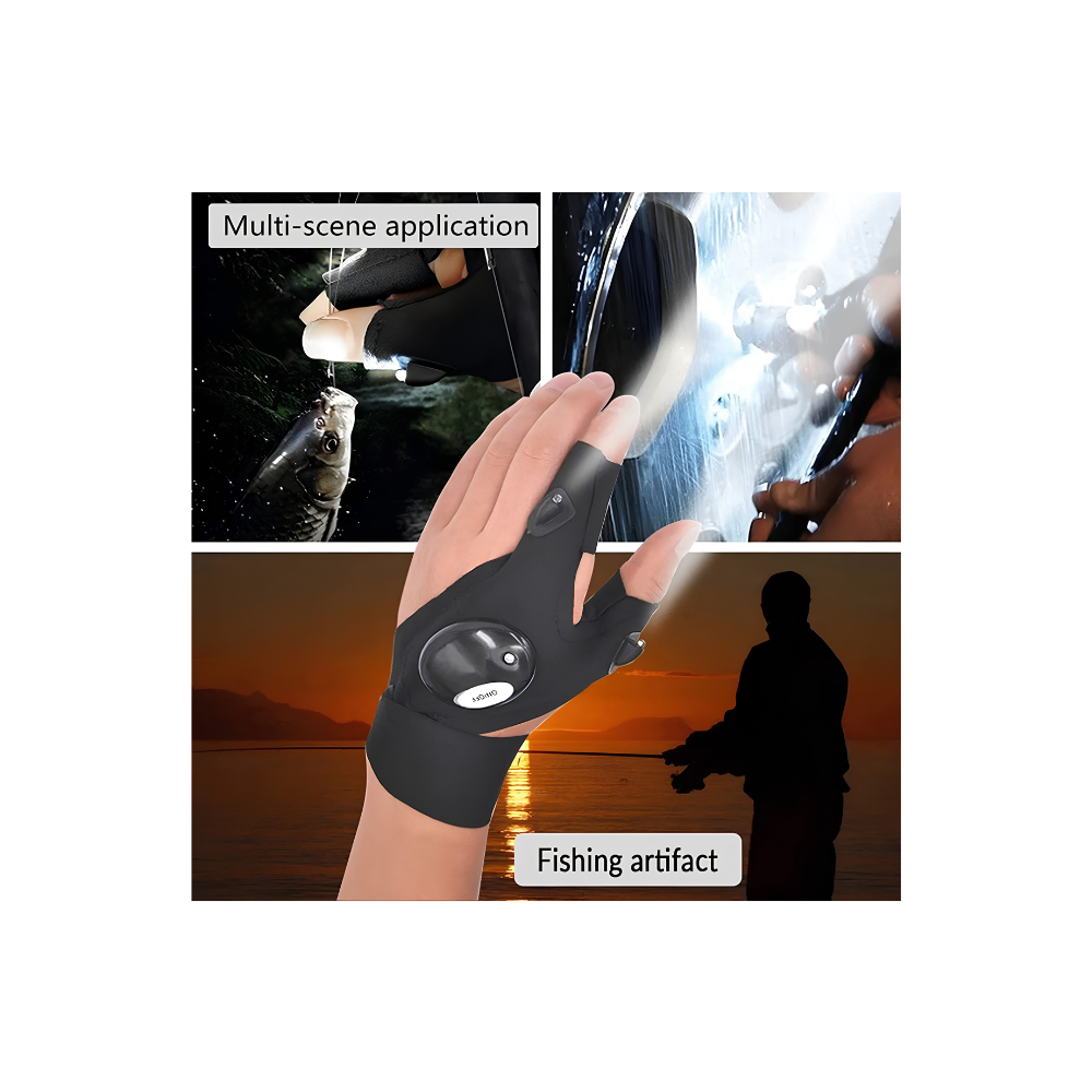 LED Flashlight Gloves — Thumb & Finger Lights for Night Fishing