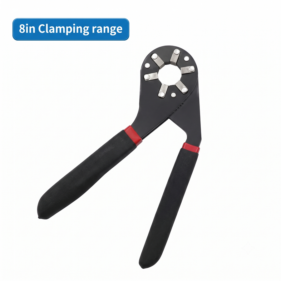 The 8 inch wrench, with its clamping range called out
