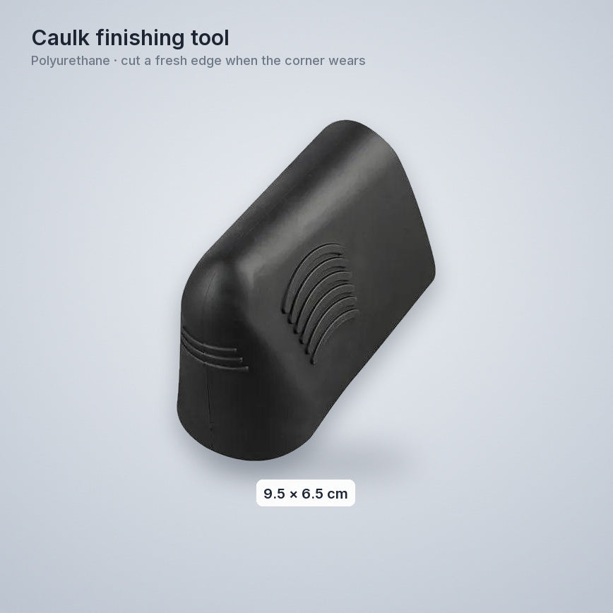 Caulk finishing tool with size: 9.5 by 6.5 cm