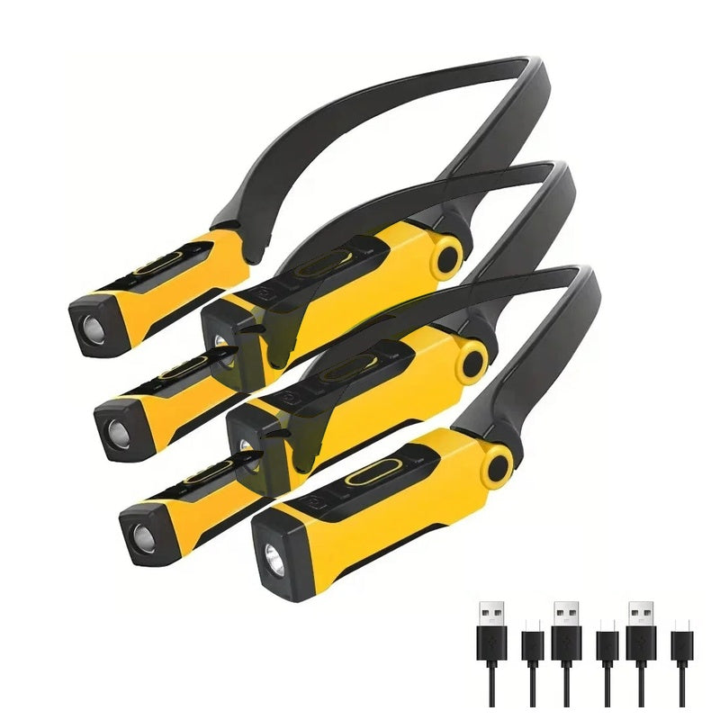 Three neck lights, each with its own USB-C charging cable