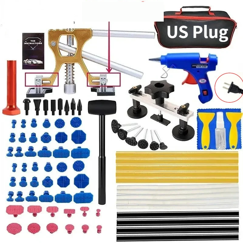 The 86-piece kit: everything in the 31 plus a slide-hammer bar, rubber mallet, tap-down set, more tabs and a carry bag
