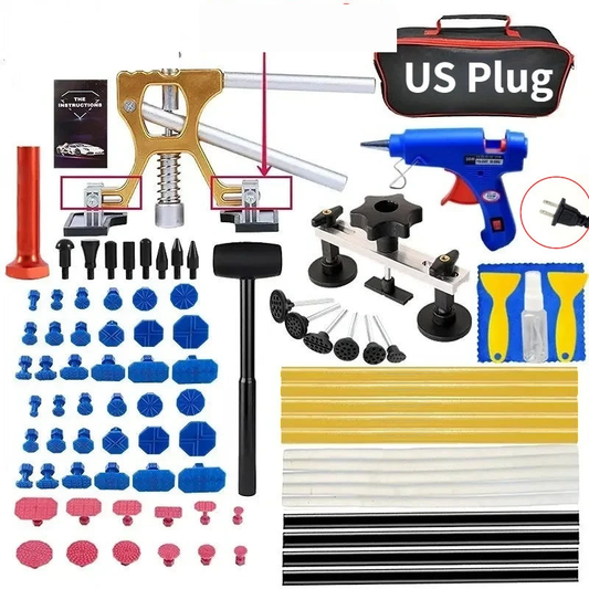 The 86-piece kit: everything in the 31 plus a slide-hammer bar, rubber mallet, tap-down set, more tabs and a carry bag