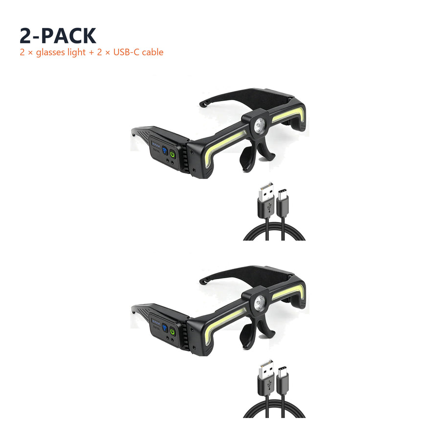 Two glasses lights, each with its own USB-C cable