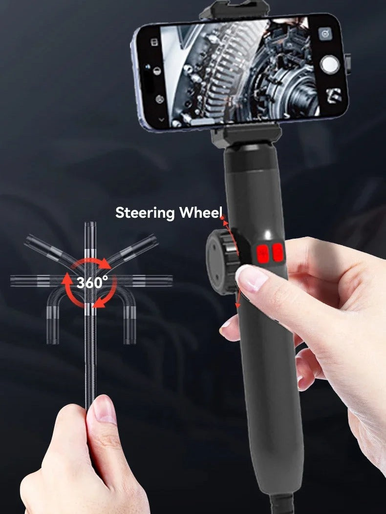 A thumb on the roller, with the maker's diagram of the head bending 180 degrees each way