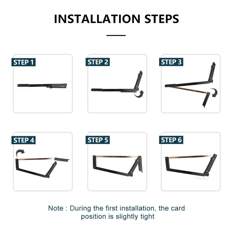 Six steps for unfolding the saw into its bow shape
