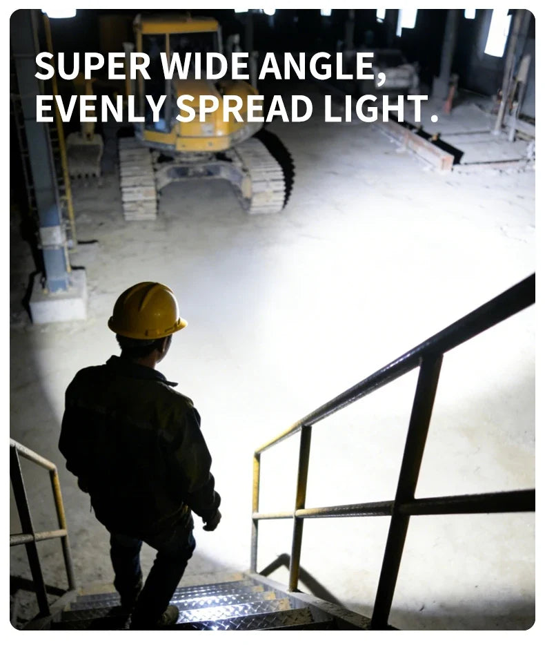 The wide beam across a stairwell on a site at night