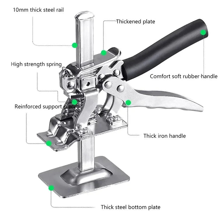 The maker's diagram naming the parts of the board lifter