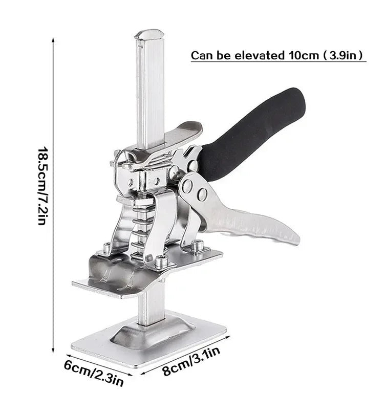 Dimensions: 18.5 cm tall, a base of about 8 by 6 cm, and a lift of up to 10 cm